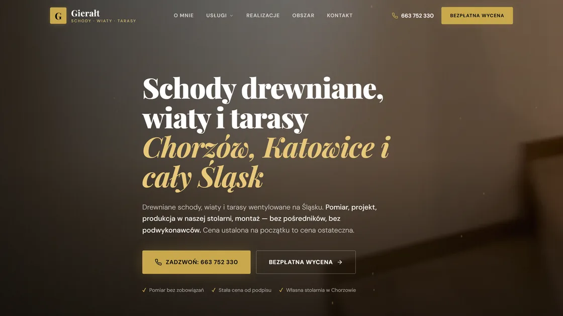 Strona Gierałt Stolarstwo — sekcja główna