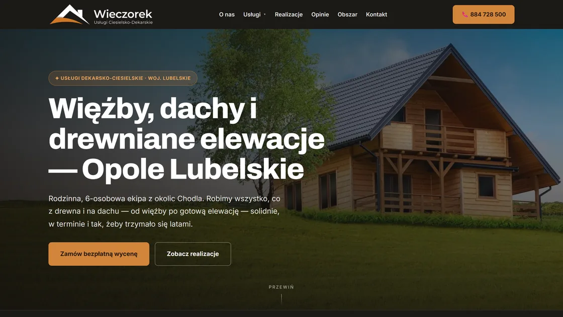 Strona Wieczorek Dekarstwo i Ciesielstwo — sekcja główna
